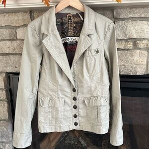 GUESS❓VINTAGE BUTTON JACKET TAN WOMEN SIZE MEDIUM STRETCH